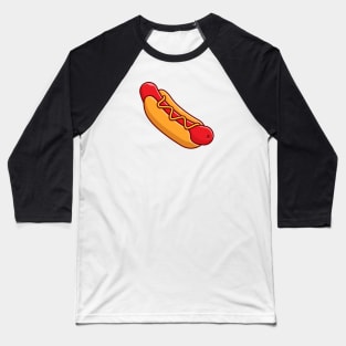 Hotdog Cartoon Vector Icon Illustration (3) Baseball T-Shirt